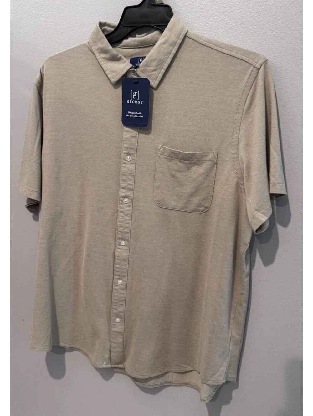 George Men's Small Sandstorm Heather Beige Short Sleeves Pique Polo Shirt (B3)